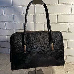 Antonio Melani Abby Satchel Calf-Hair & Leather Black MSRP $249